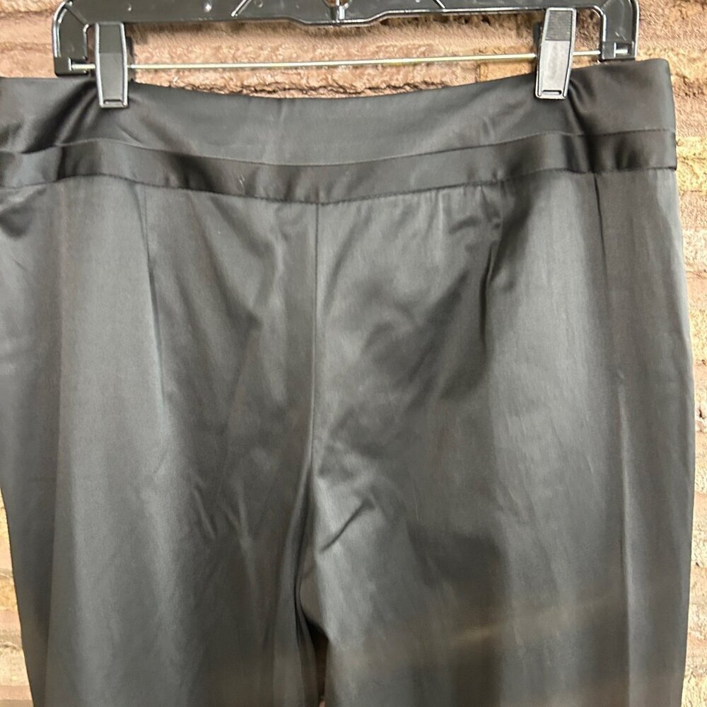 George Women's Black Pants Satin Waist Stripe Flat Front Wide Leg Size 12 - Picture 6 of 9